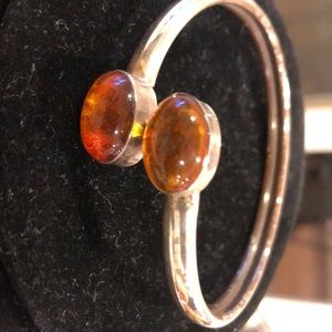 Silver and amber bracelet